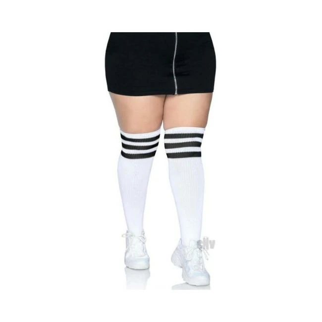 Over the Knee Athl Socks 1x/2x Blk/wht - Fabric & Feel