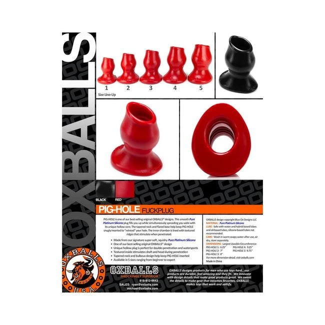 Oxballs Pighole-3, Hollow Plug - Shape & Comfort