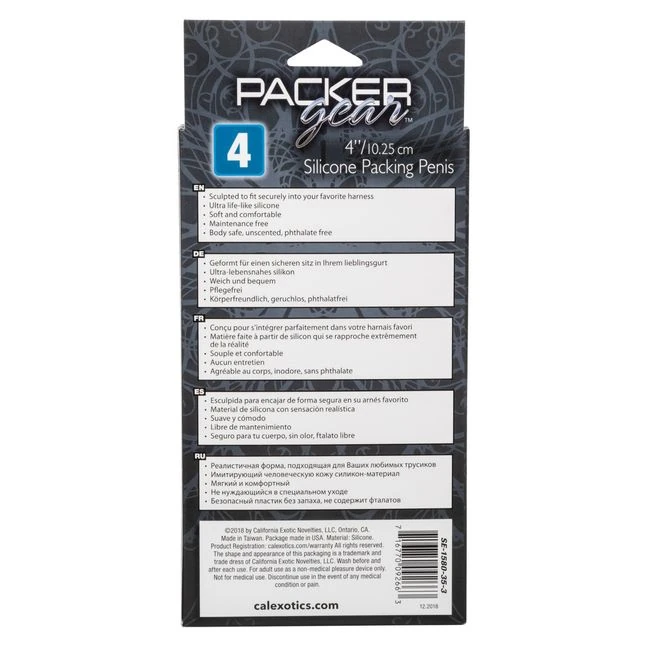 Packer Gear Black Packing Penis 4in Silicone - Size & Fit