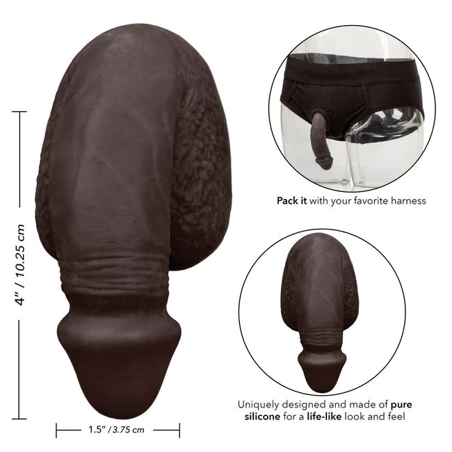 Packer Gear Black Packing Penis 4in Silicone - Specifications