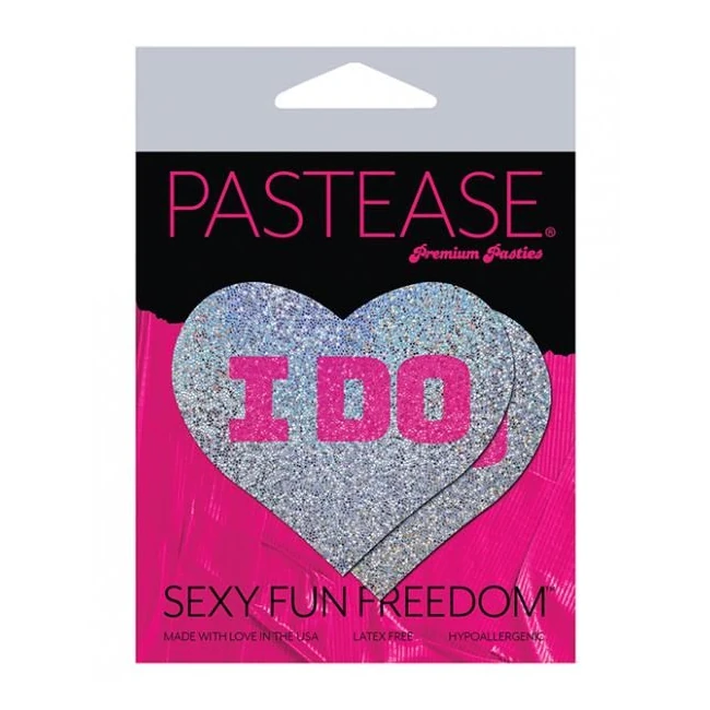 Pastease Bridal I Do Hearts Pasties Silver O/s - Fabric & Feel
