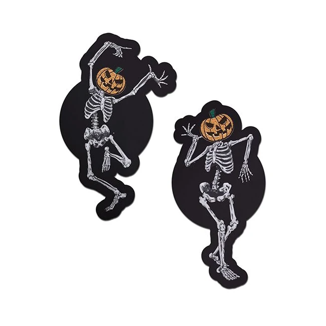 Pastease Dancing Skeletons W/ Pumpkin Heads - Spooky Charm with Playful Skeletons