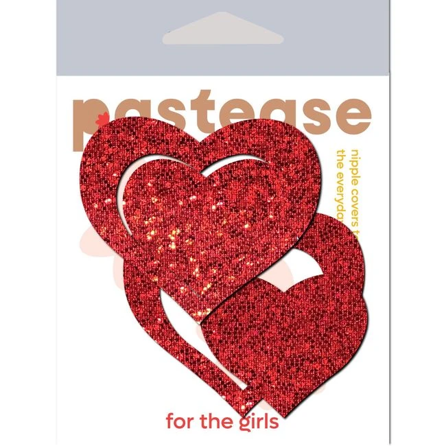 Pastease Glitter Peek a Boob Hearts Red - Fabric & Feel