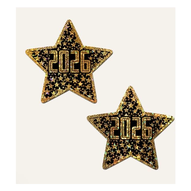 Pastease Happy New Year 2026 Black & Gold Star Nipple - Overview