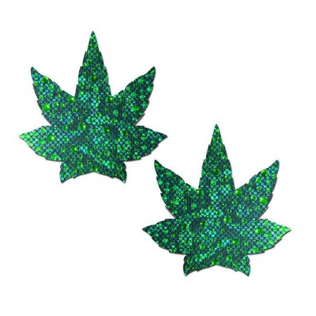 Pastease Indica Pot Leaf Green Weed Nipple Pasties - Fit & Sizing