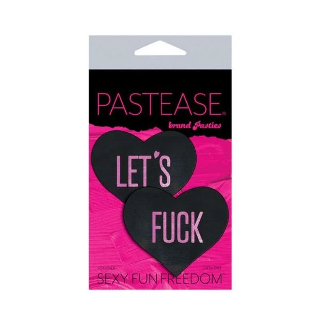 Pastease Let's F*ck Hearts Black O/s Pasties - Fabric & Feel