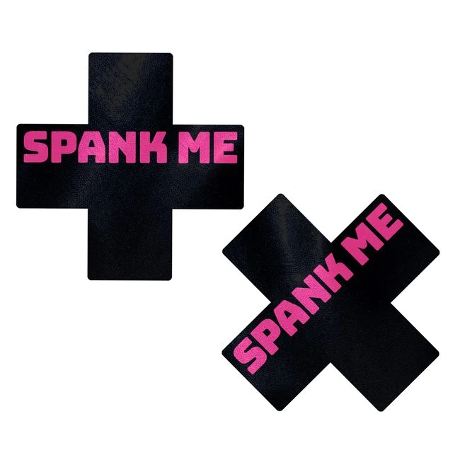 Pastease Liquid Black Cross Pink - A Black Cross on Smooth Faux Leather