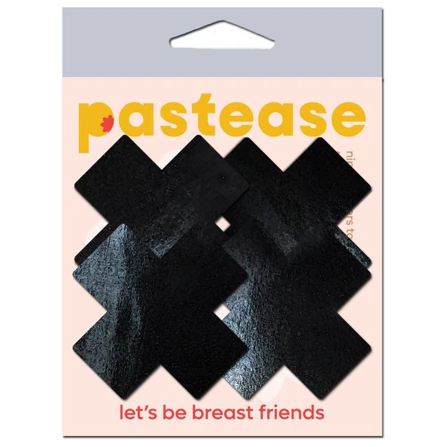 Pastease Plus X Faux Latex Black Crosses - Stretch That Returns to Shape
