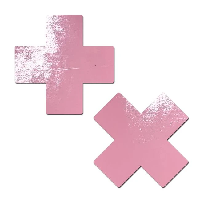 Pastease Plus X Faux Latex Baby Pink Crosses - Soft Faux Leather With a Glossy Sheen