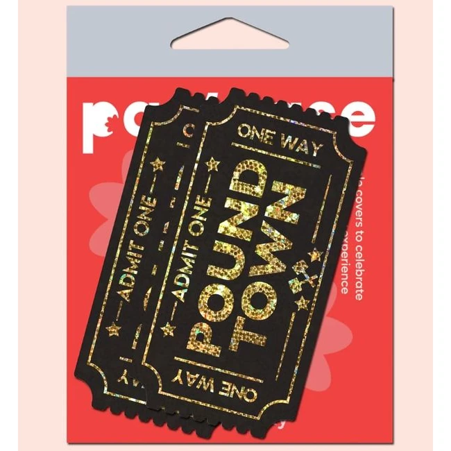 Pastease Pound Town One-way Tickets Gold Glitter - Fit & Sizing