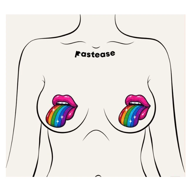 Pastease Taste the Rainbow Sparkling Tongue Out Breast - Overview