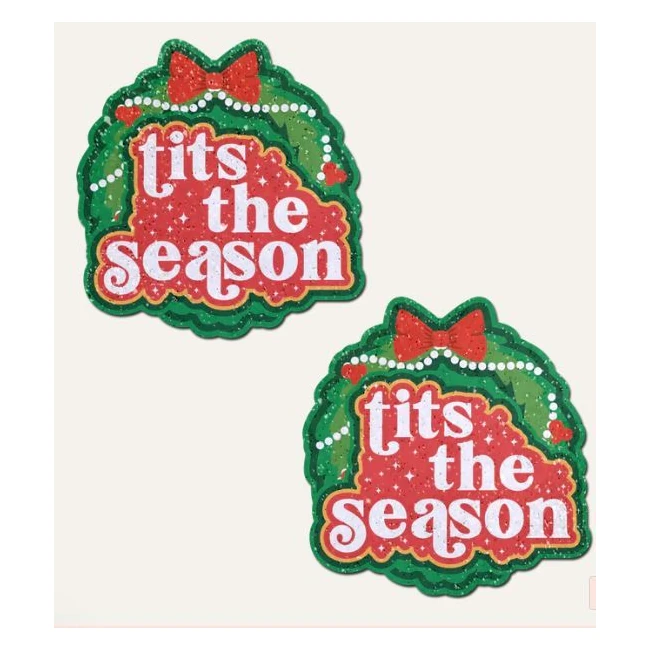 Pastease Tits Season Holiday Green Wreath on Glittery - Overview