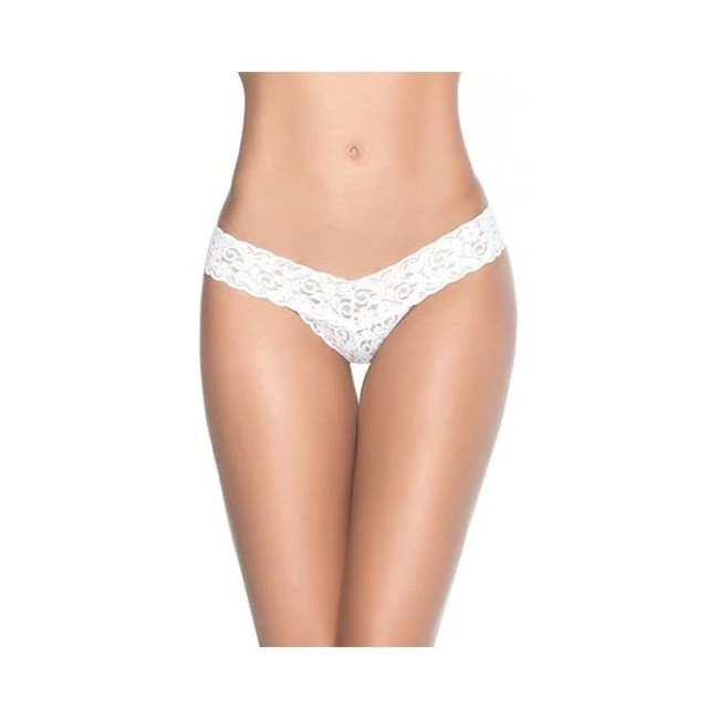 Patterned Lace Thong White Md - Fabric & Feel