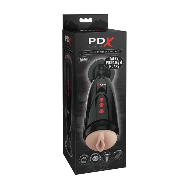 Pdx Elite Dirty Talk Starter Stroker Light/black - Vibration Modes