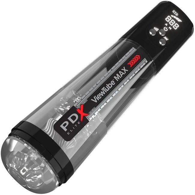 Pdx Elite Viewtube Max View Black - A Lit-Up, Hands-Free Suction Masturbator