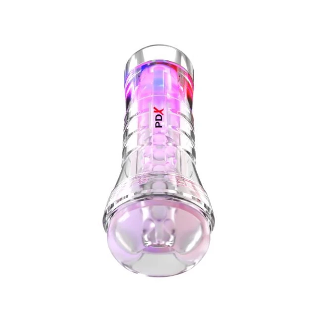 Pdx Elite Viewtube Xxl/see-thr Ez/grip Led Stroker Clear - Internal Texture