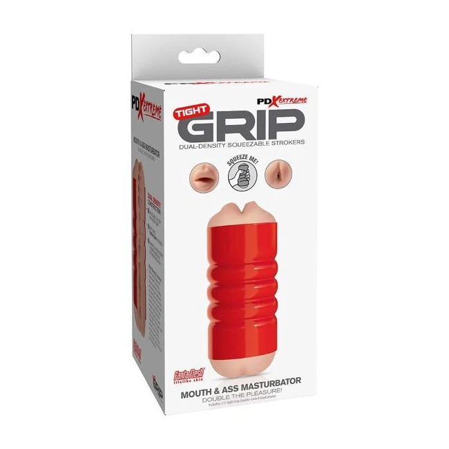 Pdx Extreme Tight Grip Mouth & Ass Masturbator Red/light - Material and Specifications