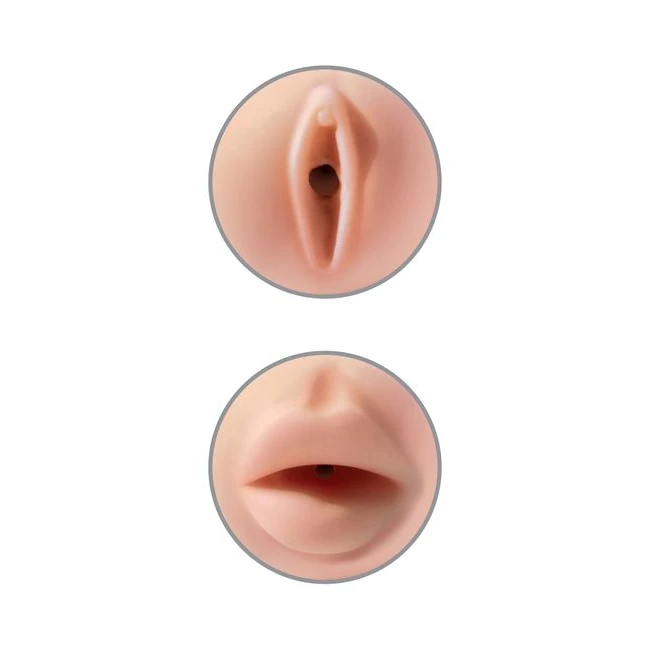 Pdx Extreme Tight Grip Pussy & Mouth Masturbator White/ Light - Internal Texture and Stimulation