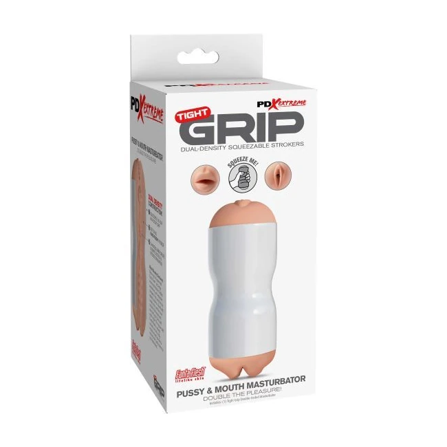 Pdx Extreme Tight Grip Pussy & Mouth Masturbator White/ Light - Cleanup and Care