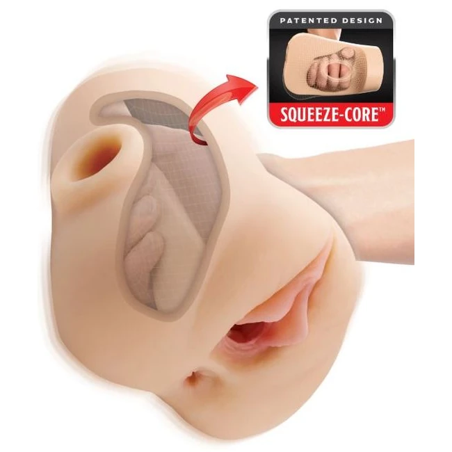 Pdx Plus Double Pounder Vibrating Squeeze Stroker - Internal Texture and Tunnel Design
