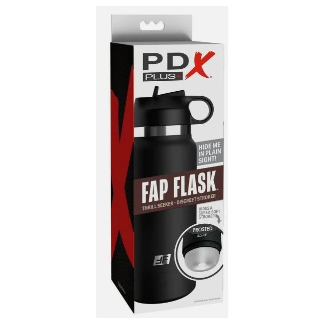 Pdx Plus Fap Flask Thrill Seeker Discreet Stroker Black Bottle Frosted - Internal Texture for Maximum Stimulation