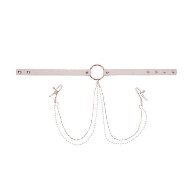 Peaches N Creame Collar W/ Nipple Clamps - Hardware & Fasteners
