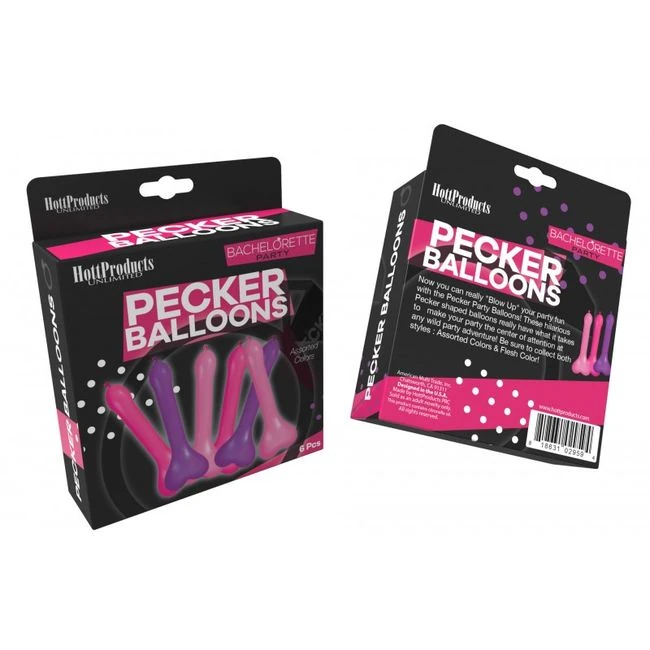 Pecker Balloons Asst 6pc Box - Overview