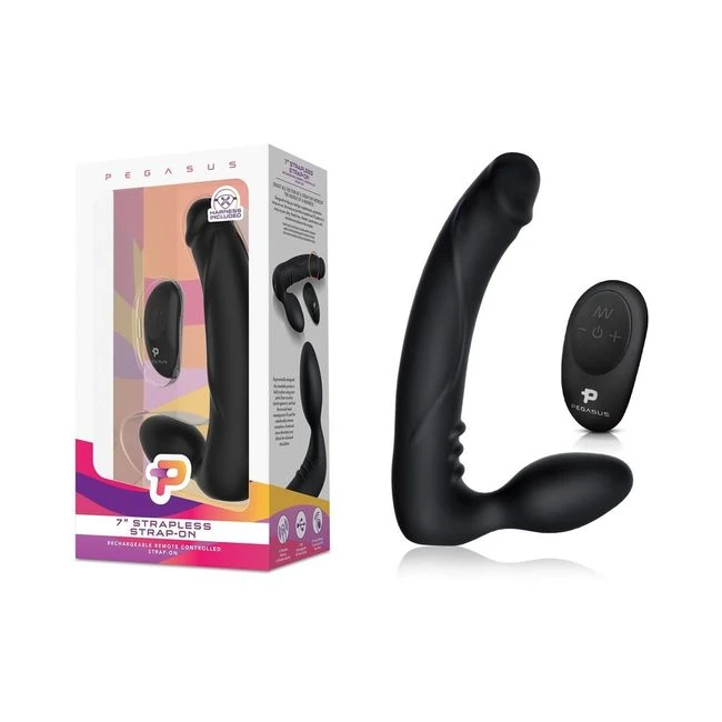 Pegasus 7" Strapless Strap-on - Black - Shape & Texture