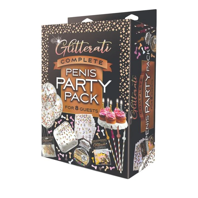 Penis Party Pack - Eight Plates and Napkins, Ready to Use