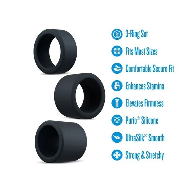 Performance Plus Accelerate 3 Cock Ring Plat/black - Overview