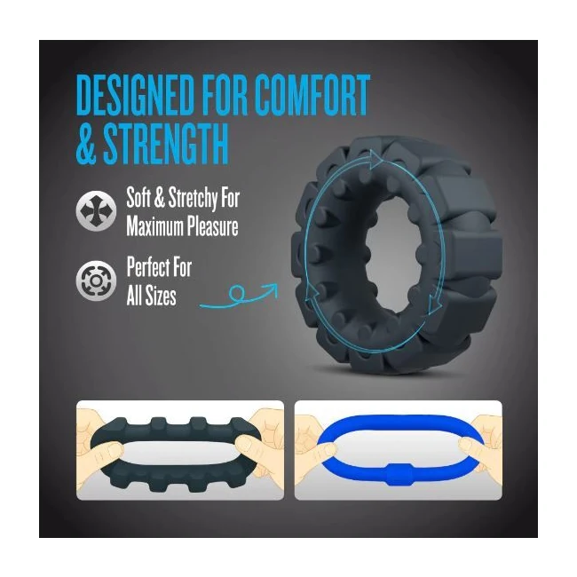 Performance Plus Engage 2 Cock Ring Set Plat/blk - Two Rings, Two Textures