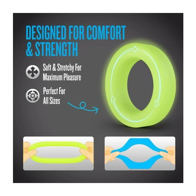 Performance Plus Flash 2 Cock Ring Set Glow in the Dark - Material, Feel and Fit