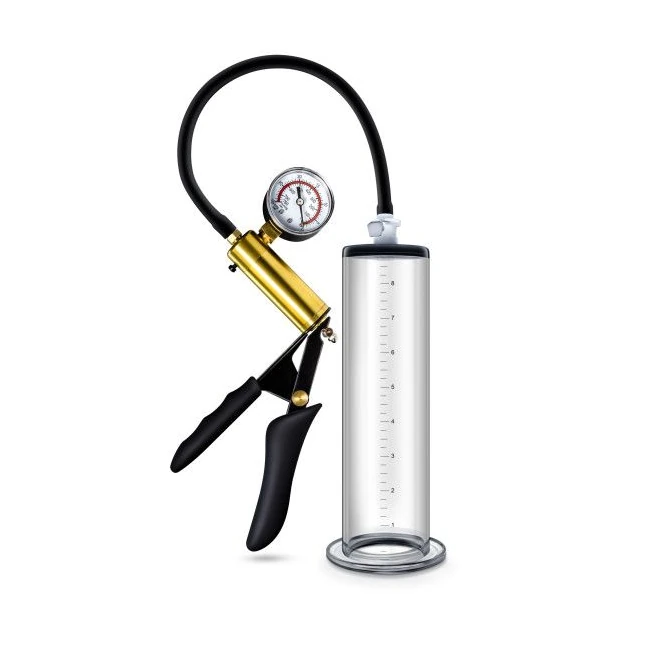 Performance Vx6 Vacuum Penis Pump W/ Brass Trigger & Pressure Gauge Clear - Performance VX6 Vacuum Penis Pump with Brass Trigger & Pressure Gauge