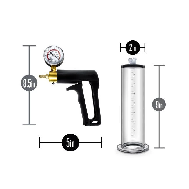 Performance Vx7 Vacuum Penis Pump W/ Brass Trigger & Pressure Gauge Clear - Fabric & Feel