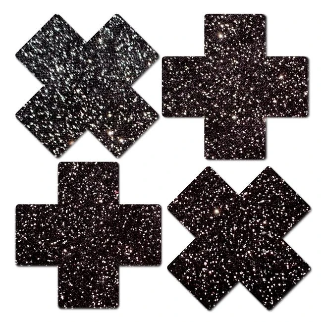 Plus X Sparkle Black Plus Nipple Pasties - Fit and Coverage Across Two Sizes