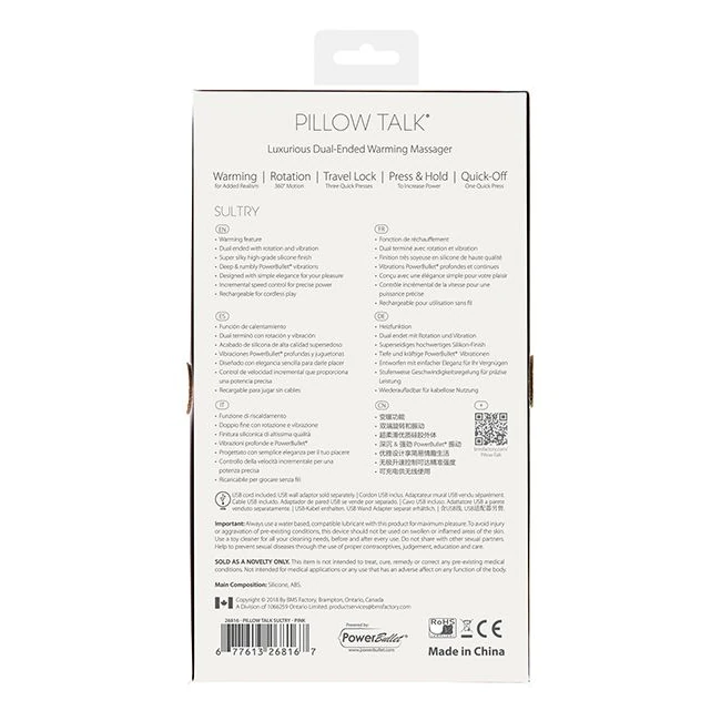 Pillow Talk Sultry Rotating Wand - Vibration Modes and Rotation Features