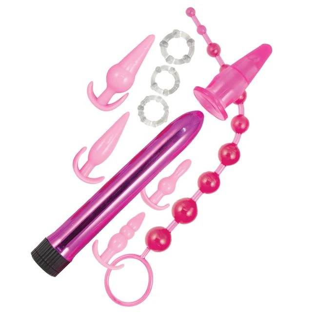 Pink Elite Collection Anal Play Kit - Body-Safe Silicone and a Multi-Speed Vibe