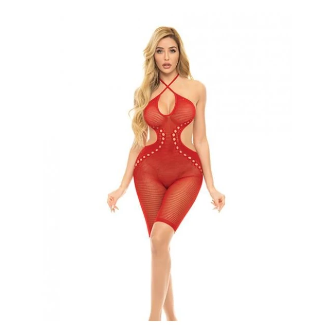 Pink Lipstick Fill Me In Bodystocking - Fabric & Feel