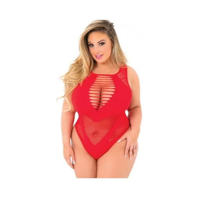 Pink Lipstick Low Blow Cut Out Bodysuit Black Qn - Design Details
