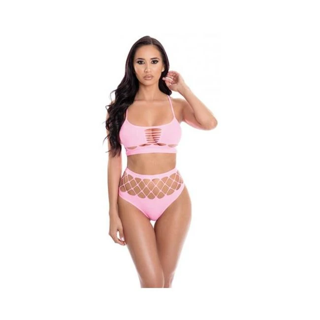 Pink Lipstick Neon Dreams Bra & High Waist Thong - Fabric & Feel