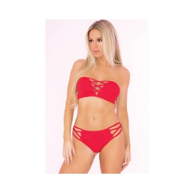 Pink Lipstick Truth Or Bare 2 Piece Bra Set Red - Fabric & Feel