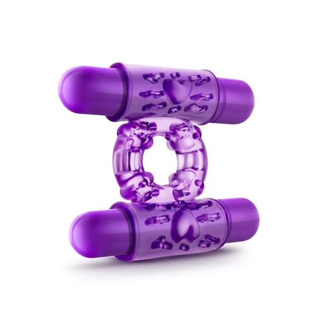 Play with Me Double Play Dual Vibrating Cockring Purple - Vibration Modes and Sound