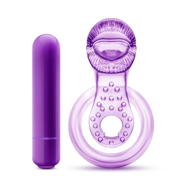 Play with Me Lick It Vibrating Double Strap Cock Ring Purple - Experience Intense Pleasure with the Play with Me Lick It Vibrating Double Strap Cock Ring