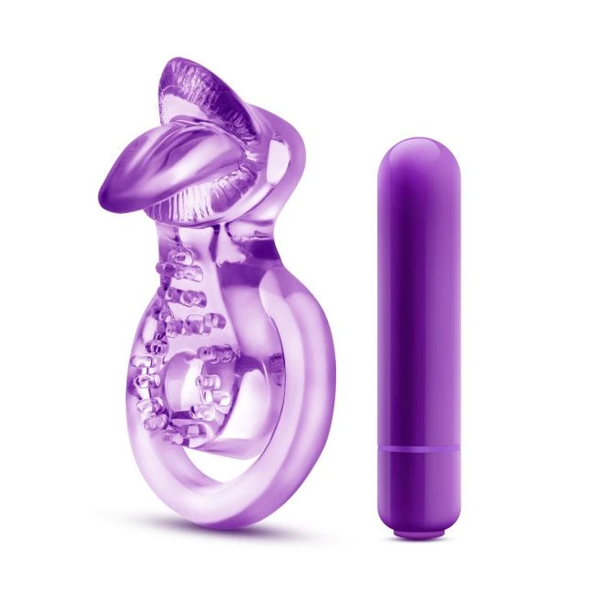 Play with Me Lick It Vibrating Double Strap Cock Ring Purple - How It Feels