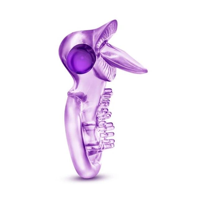 Play with Me Lick It Vibrating Double Strap Cock Ring Purple - Vibration Modes and Stimulation