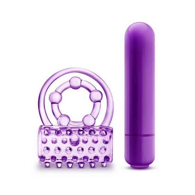 Play with Me the Player Vibrating Double Strap Cockring Purple - A Stretchy Vibrating Double Strap Cock Ring for Couples