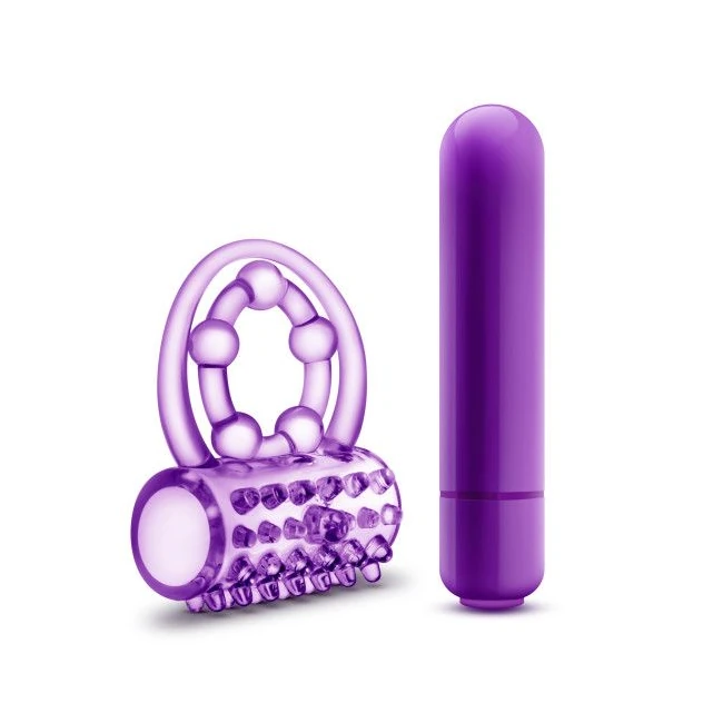 Play with Me the Player Vibrating Double Strap Cockring Purple - Vibration and Power