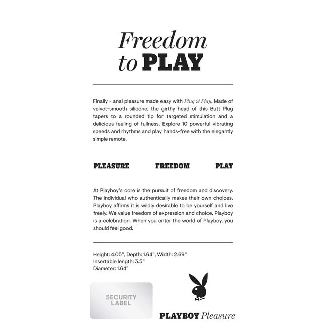 Playboy Plug & Play - Additional Features & Care