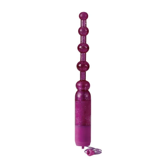 Pleasure Beads Vib. w/ P - A Glitter-Finish Beaded Shaft With Vibration Through Its Full Length