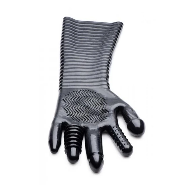 Pleasure Fister Extra Long Textured Fisting Glove Black - Hardware & Fasteners
